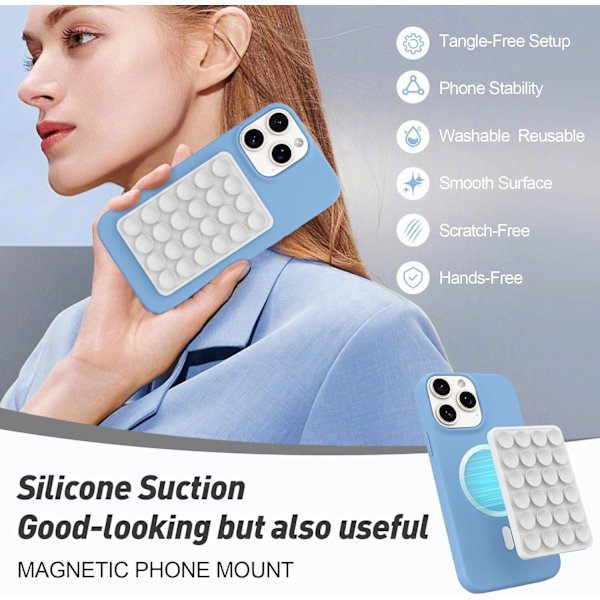 Magnetisk sugpropp telefonhållare för MagSafe-skal, silikon sticky phone grip för iPhone_xx white