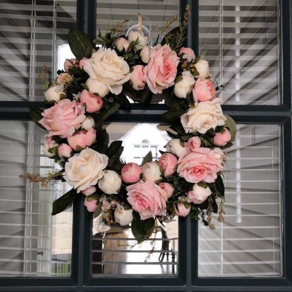 Dörrkrans Väggkrans, Handgjord Konstgjord Blomdekoration för Hem, Fest, Dörr, Bröllop - Blå