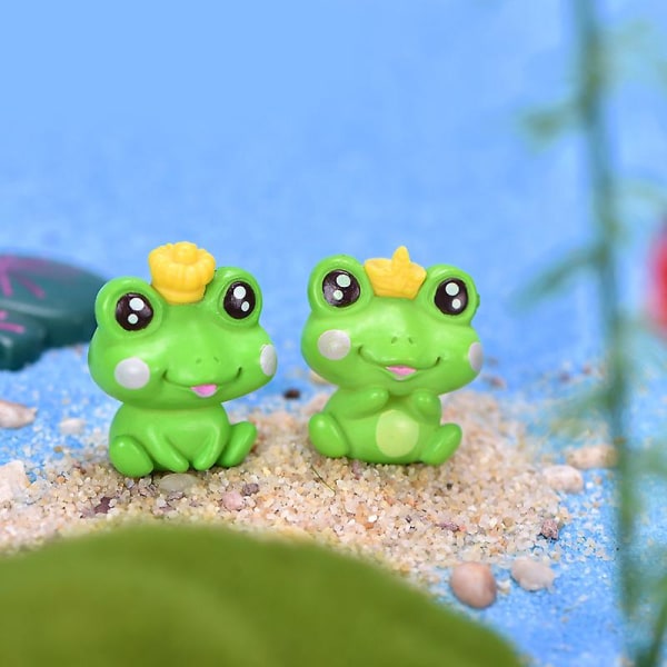 Mini dyrefigur Sett med 6 Frog Miniatyrmodell Dekor Lekesett Mikrolandskap