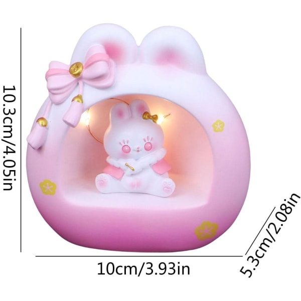 5-pak søde røde kanin natlys bue dyr sengebord lampe | pige varm gul lys børneværelse harpiks lampe kawaii kanin skrivebord hjem dekoration red 5pcs