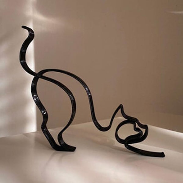Moderne Abstrakt Minimalistisk Metal Hund Skulptur Dekoration Statue Dyr Kunst Ornamenter Cat