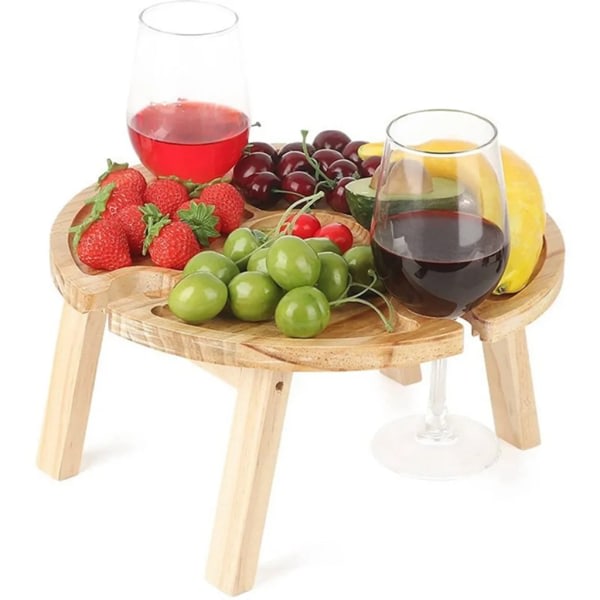 in 1 kokoontaitettava puinen ulkopiknikpöytä sohvapöydällä viinilasitelineellä 30*30*15 cm