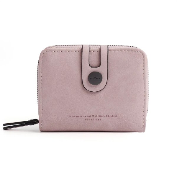Pieni kortti nahkainen lompakko Naisten RFID-suojattu kolikkolaukku Lompakkokorttikotelo vetoketju vaaleanpunainen