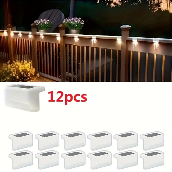 12 Stykker Solcelle Udendørslys Sæt Hjem Have Dekorative Lys til Gårdhave Altan Trapper White Shell White Light 12 Pieces