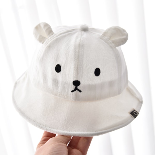 Cute Bear Kids Bucket Hats , Bomuld Wide Rim Fisherman Cap , Uv Protection Hat Til 0 - 2 år Småbørn Piger Drenge 1 Stk