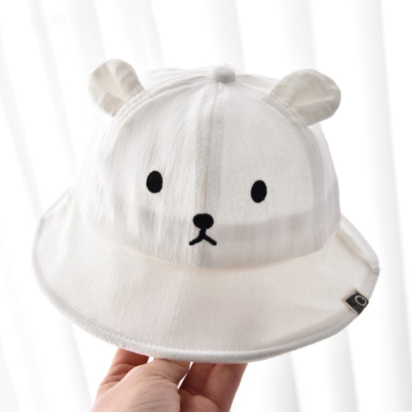 Cute Bear Kids Bucket Hats , Cotton Wide Brim Fisherman Cap , Uv Protection Hat For 0 - 2 Years Old Toddler Girls Boys 1Pc