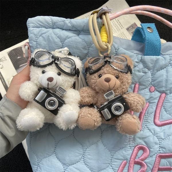 1 st Cartoon Brown Bear Doll Plush Keychain Bag Pendant DIY Accessories A2