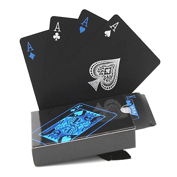 2 stk Pure Black Plastic Vandtæt Pvc Poker Bordspil Kort Magisk Udenrigshandel Spillekort Papirkort