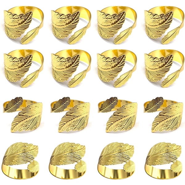 Servietringe, sæt med 16 guld-festdekorationer
