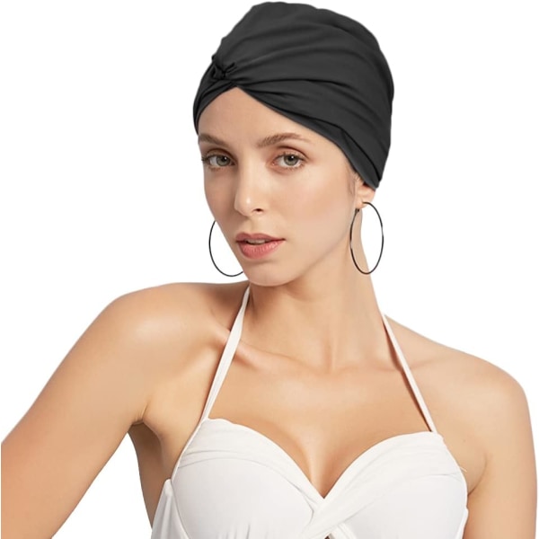 Pleated cap ladies swimming cap Long hair cap Cap Cap Swimming cap Super elastic turban cap Cap