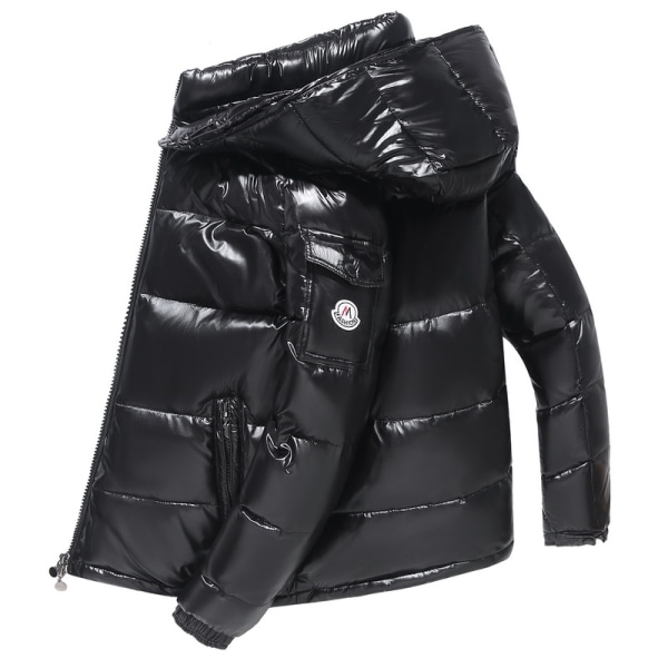 Lys læder vinterjakke mænd kvinder vandtæt varm frakke sort svart XL