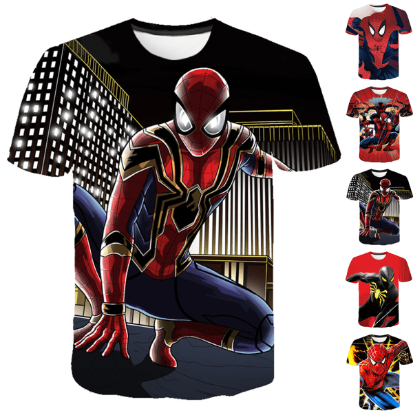 Spider-Man T-shirt med korte ærmer til drenge og piger - Casual Top Tee E E 140 cm