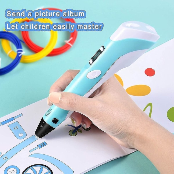 Intelligent 3d-penna med led-skärm, 3d-utskriftspenna med USB laddning, 30 färger Pla-filamentpåfyllning 1 st