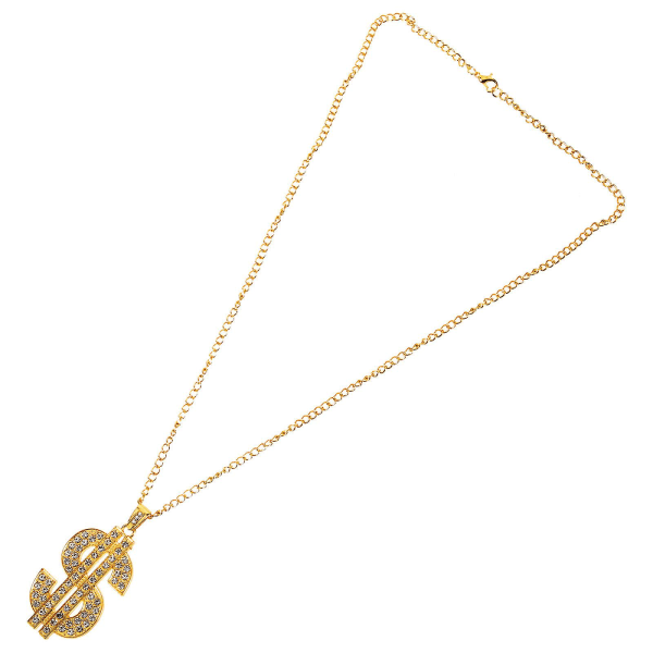 Unisex Hip Hop Legering Dollar Symbol Tag Anheng Halskjede Smykker med kjede (gull) (gylden)