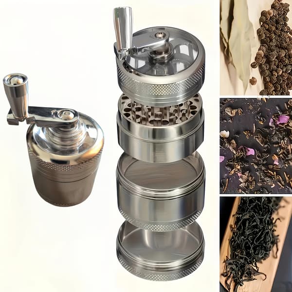 Kraftig Manuel Kværn Rustfrit Stål Dobbeltlagsdesign til Krydderier Urter Kaffe Intet Strømbehov