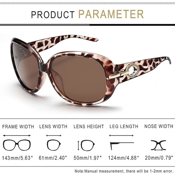 Polariserade solglasögon för kvinnor, trendiga, stora, överdimensionerade solglasögon, känsliga ögon, UV-skydd