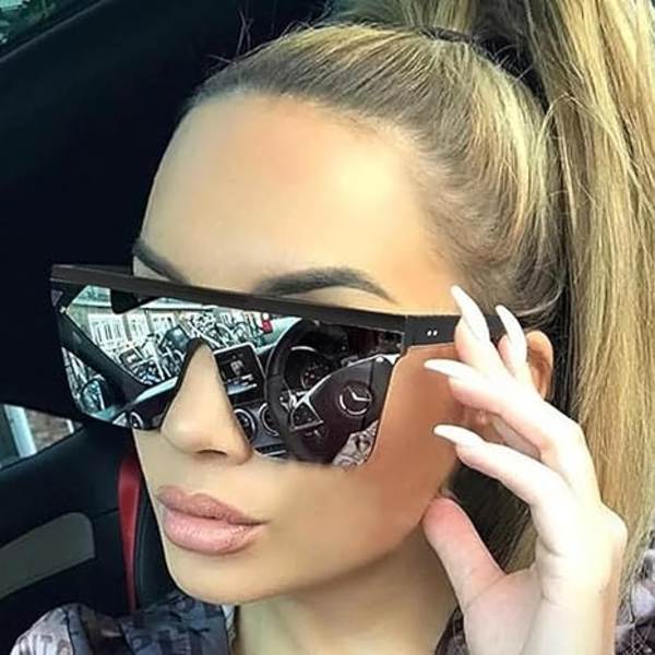 Uusi trendi iso yhden kappaleen kehys Uv400 aurinkolasit Street Shot ajolasit Leopardi-Tee Leopard brown