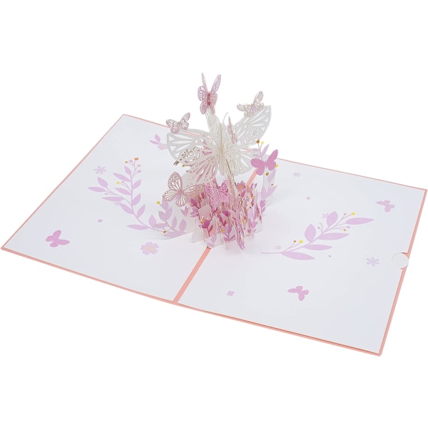 Butterfly Pop Up-kort, håndlaget rosa sommerfugl 3D-hilsenskort, bursdag, morsdag, enhver anledning
