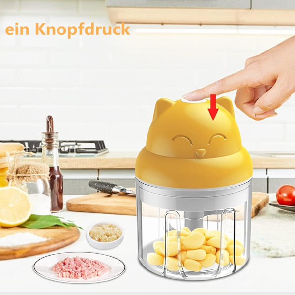 Elektrisk miniköksmaskin - Lökhackare sladdlös bärbar enknappsoperation enkel rengöring multihackare vitlök chili grönsak kött nöthackare