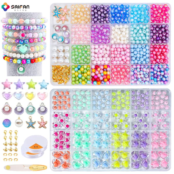Gør-det-selv havtema perlearmbåndssæt Løse perler Perlematerialesæt 48-grid700 pieces