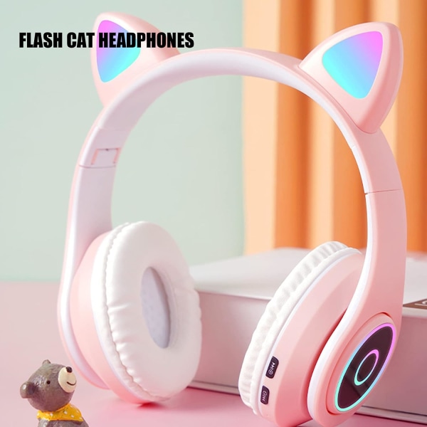 Cat Ear trådløse hovedtelefoner, 5.0 RGB hovedtelefoner, foldbare