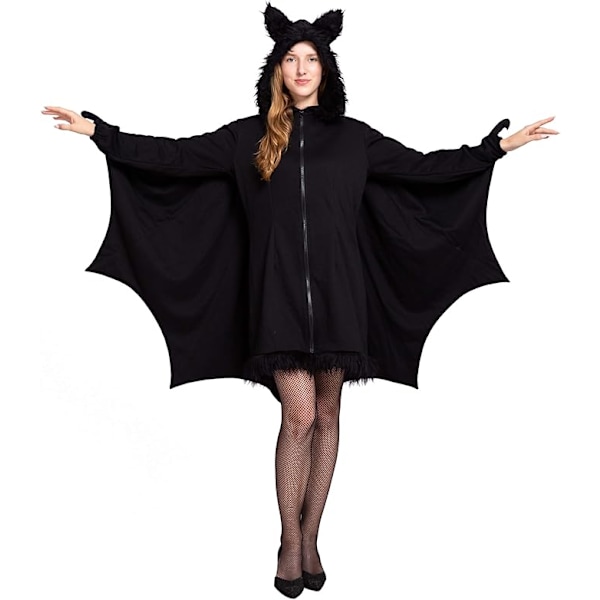 Women's Black Bat Zip Hoodie Adult Halloween Costume