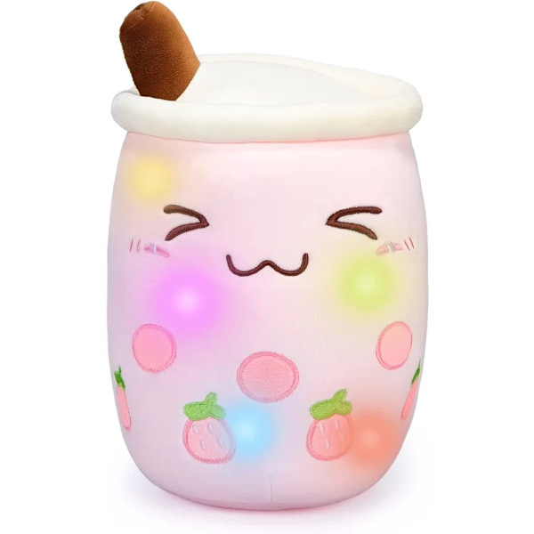 25/35cm Valoisa Boba Täytetty Pehmolelu Kuplatee Tyyny LED Värikkäillä Yövaloilla Hohtava Super Pehmeä Pehmolelu Lapselle Lahja 35cm 35 cm Pink