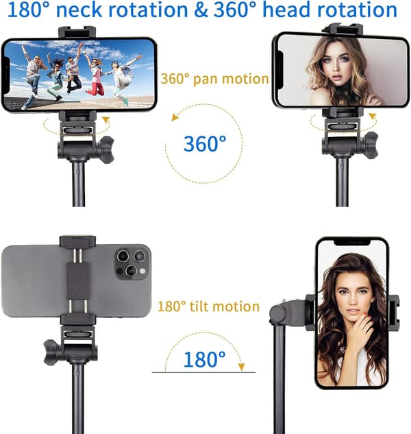 1,6 m telefonstativ og Bluetooth selfie-pinne stativ, telefonstativ med Bluetooth fjernkontroll
