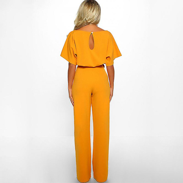 Dame Jumpsuit Casual Bred Ben Wide Leg Kvinders Aftenfest Lang Playsuit Gul Yellow 2XL