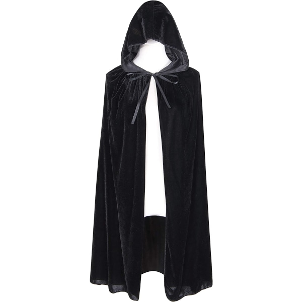 Barnehette med hette i fløyel Halloween Jul Fancy Cape for Kids (Svart)