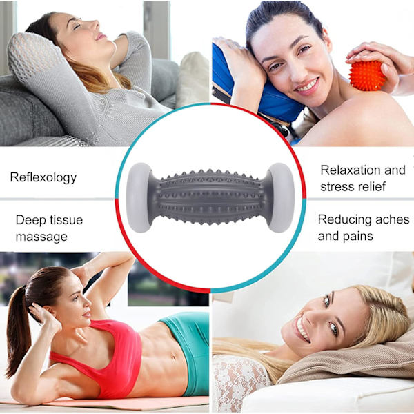 Fotmassagerulle Djupmassage Ergonomisk ABS Fotmassager Verktyg Fotroller Verktyg för handleder Nacke (Grå Svart)