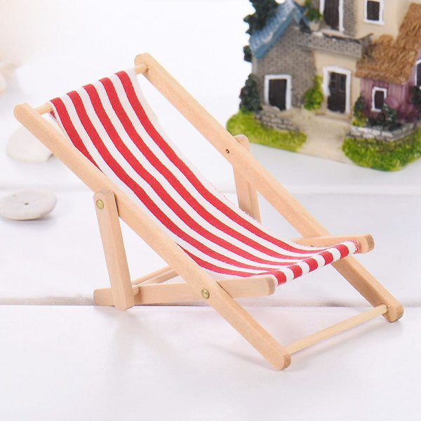 Sett Mini solseng Miniatyr dekorativ bordstol Lounge strandstol Mini sammenleggbar stol（6.3X6.3X5CM，assortert farge）
