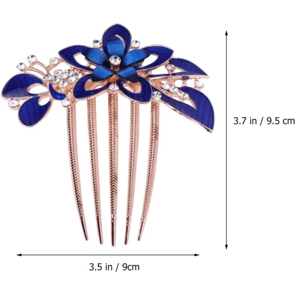 Flower Bride -hiuskampa tekojalokivi morsiuskampa Barrette häähiustarvikkeet naisille (tummansininen)