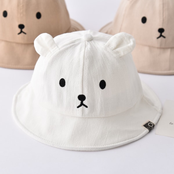 Cute Bear Kids Bucket Hats , Bomuld Wide Rim Fisherman Cap , Uv Protection Hat Til 0 - 2 år Småbørn Piger Drenge 1 Stk