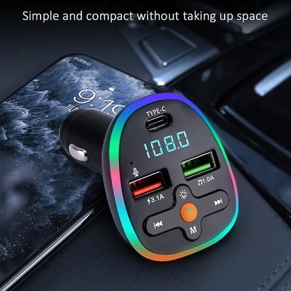 Auton FM-radio Bluetooth-auton MP3-soitin USB Type-c -portti Kaiutin Tukee U-levyn toistoa (FMY)