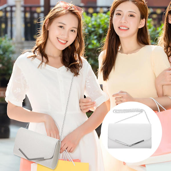 Vit Aftonväska Handväska Bröllop Fest Messenger Väska Clutch Väska Plånbok Enkel Kedjeväska För Kvinnor Ladi White