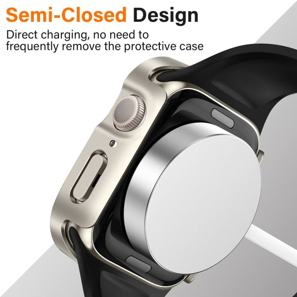 2- case , joka on yhteensopiva Apple Watch Series 8 Starlightin/Starlightin kanssa Starlight/Starlight 45mm