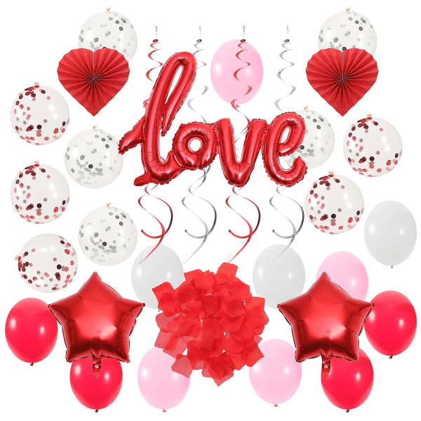Sæt Valentinsdag Kærlighedsballoner Fest Scene rekvisitter Bryllupsfest dekoration (31X31X29CM, blandet farve)