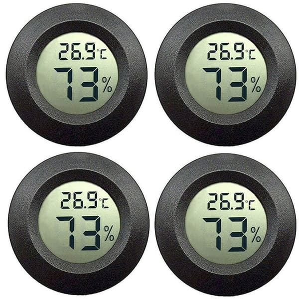 4-delt bærbart romtermometer og hygrometer sett, svart