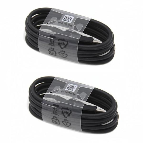 2 stk Samsung Galaxy S10, S20 Original USB-C Kabel Black Svart