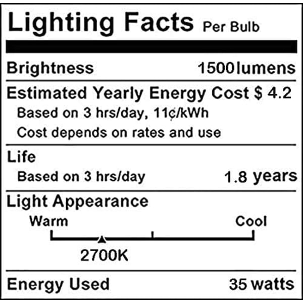 Förpackning med 8 halogenlampor Gu5.3 Mr16 Dimbar - varmvit 2800k, 400 lumen 12V 35W