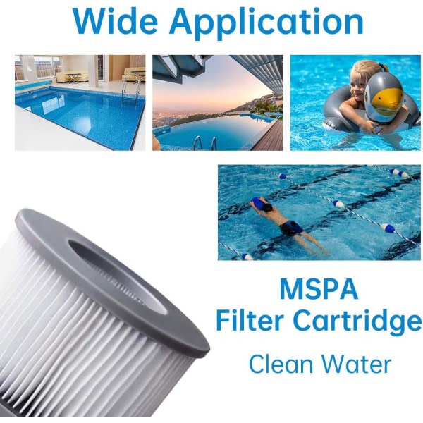 2-pack badestampfilter for oppblåsbare bassenger, forbedret versjon filterpatronpumpe passer til alle nåværende boblebad