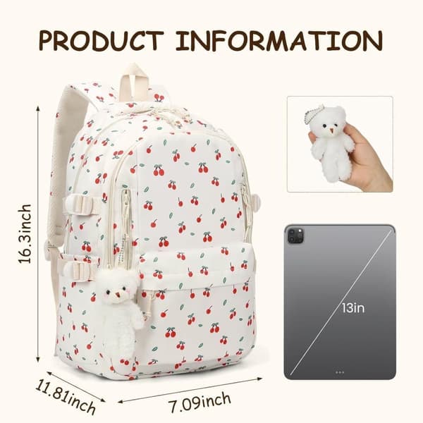 Women's Backpack with Floral Pattern – Laptop Backpack School Bag for Work & Studies A