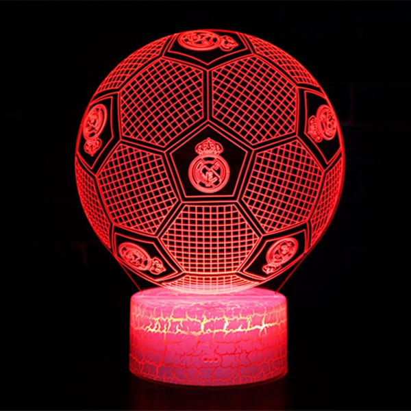 3D Fantom Fotbollslampa Real Madrid 7 Färger LED Touch Bordslampa Sovrum Nattlampa Gåva Nationaldag