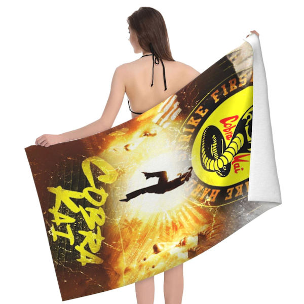 v334 Cobra Kai Mikrofiber Strandhåndklæde Let Badehåndklæde Sød Anime Blød Anti-Fade Super Absorberende hnA334