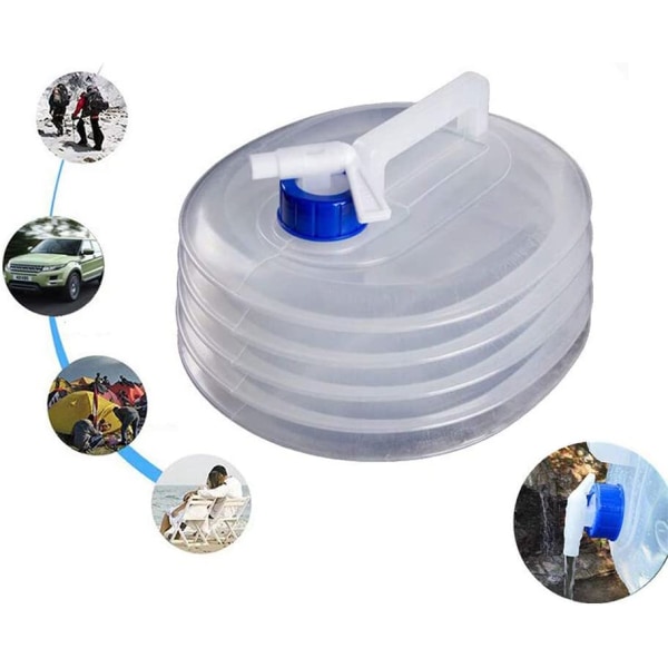 5L 10L 15L sammenleggbare vanntanker med kran, sammenleggbar vannbeholder av plast, BPA-fri, for camping, fotturer, klatring, ferie (10L)