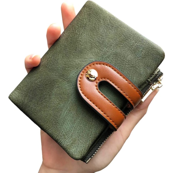 Naisten lompakot Pieni Rfid Naisten Bifold lompakko vetoketjullisella kolikkotaskulla, minikukkaro, pehmeä kompakti ohut (vihreä)
