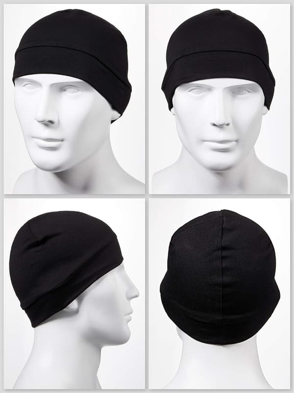 4 hodeskaller for menn, myk bomullsbeanie, sovehetter, stretchhjelm, multifunksjonell fôr, hodeplagg for menn og kvinner