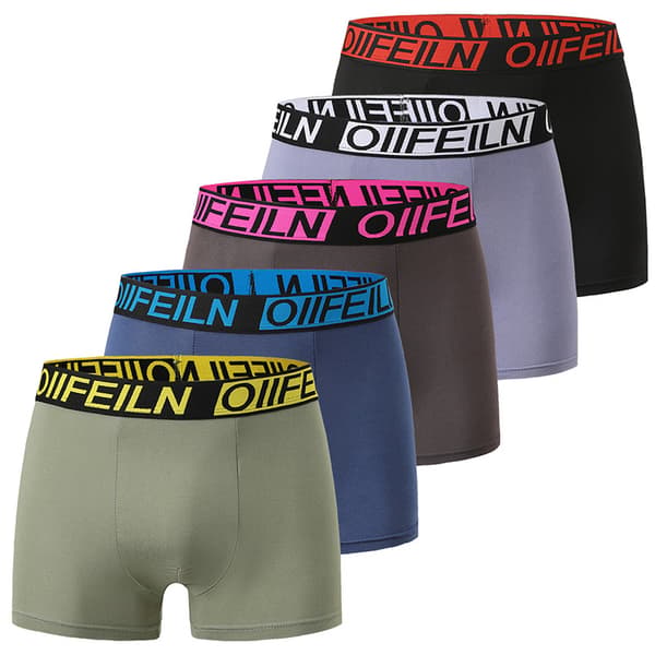 5-pak bomulds boxershorts til mænd, elastisk linning, åndbare og lette til hverdagsbrug 5 PCS XXL