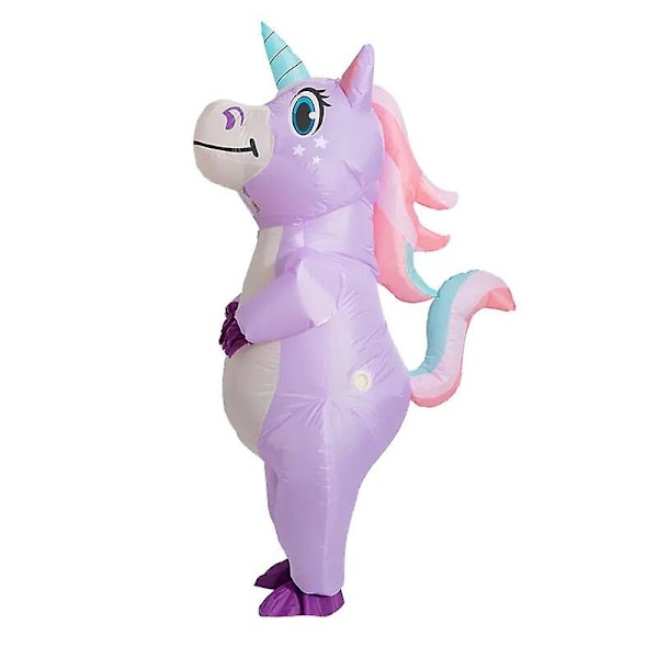 Lila Enhörning Uppblåsbar Kostym Vuxen Barn Regnbåge Halloween Kostymer För Kvinnor Män Vuxen Karneval Maskot Jul Cosplay Lila Purple Adults 150-190cm